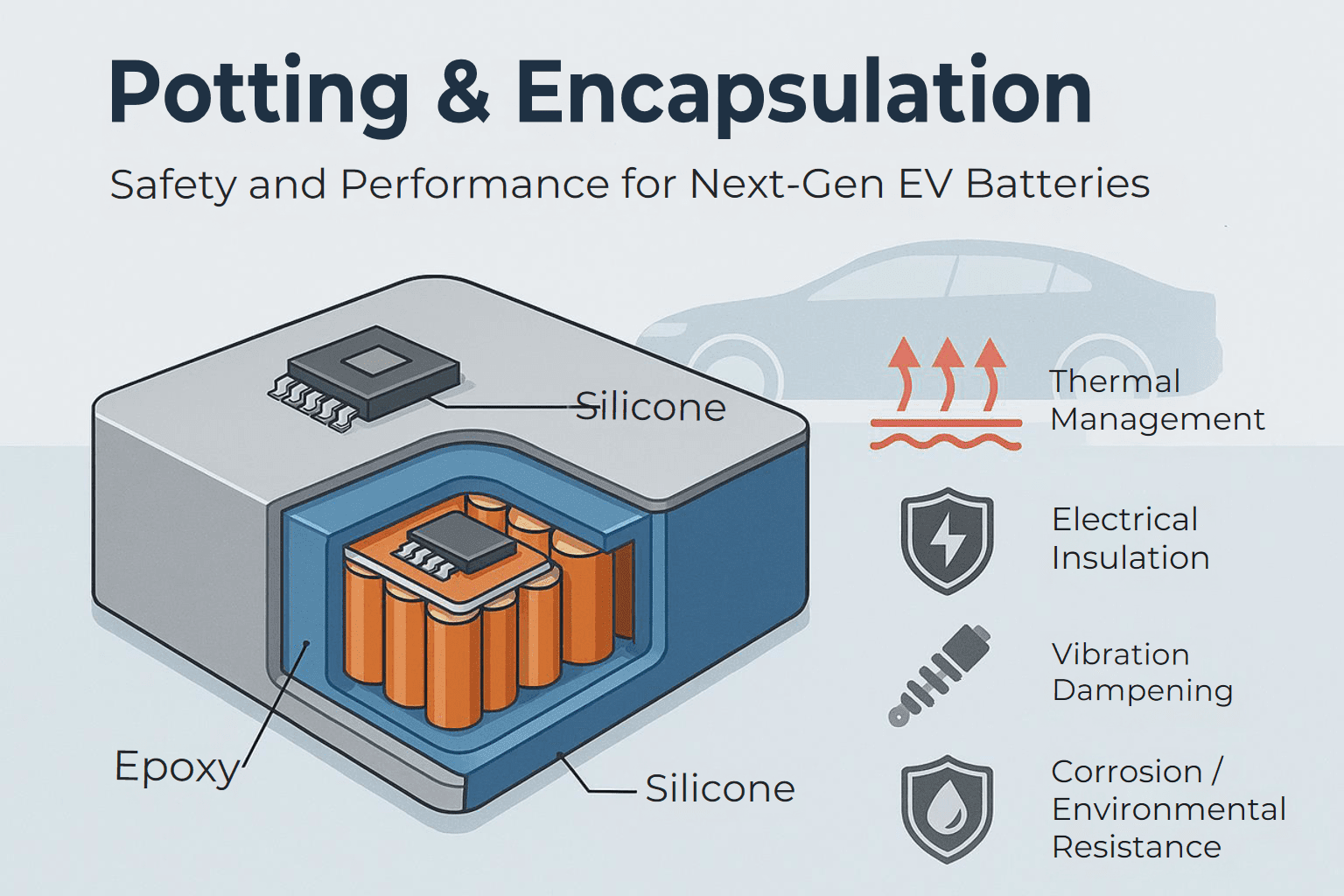Advancing EV Battery Safety Performance through Potting and Encapsulation