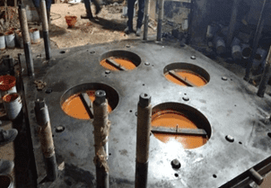 Chockfast Grouting Compounds Increase Foundation Service Life at Cement Plant Chockfast Orange poured into raw mill machine plates