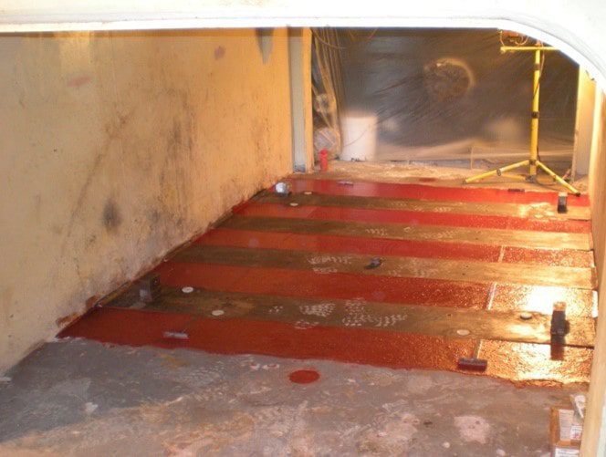 Chockfast Red poured into foundation forms