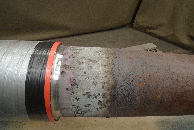 Damaged rudder stock before repair