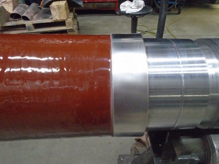 Restored rudder stock after application of Devcon Titanium Putty & Devcon Brushable Ceramic Red